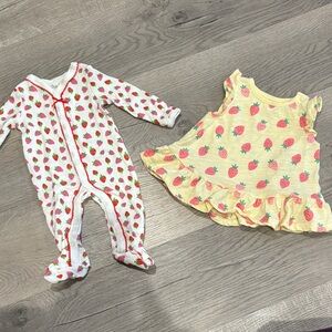 Strawberry Print Kids One Piece and Dress Lot